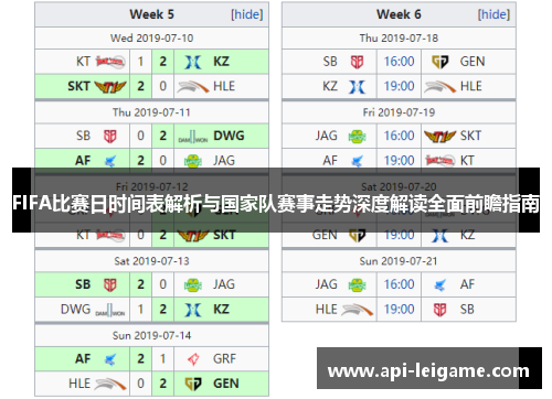 FIFA比赛日时间表解析与国家队赛事走势深度解读全面前瞻指南